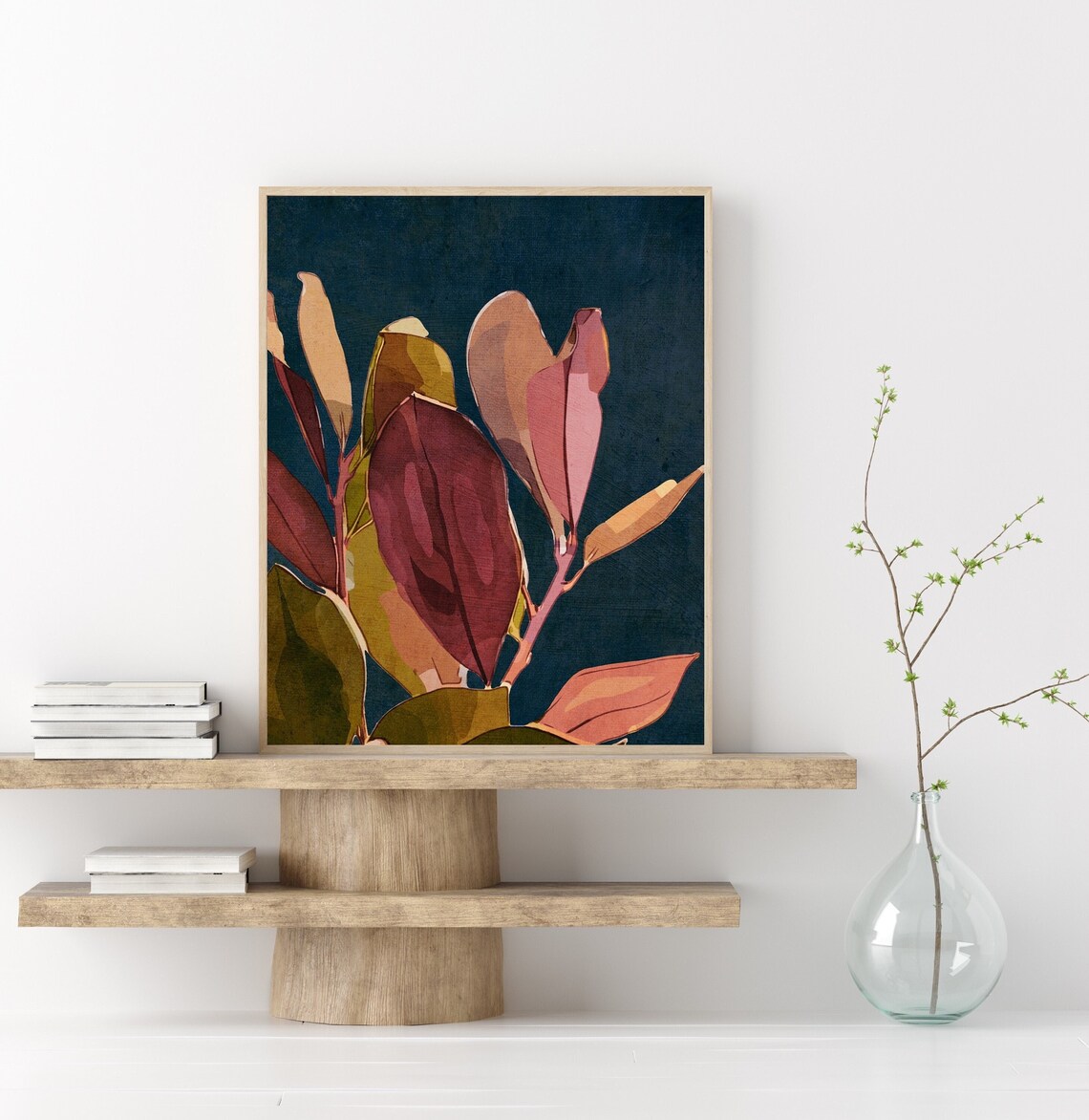Abstract Floral Plant Art Print, Botanical Leaves Boho