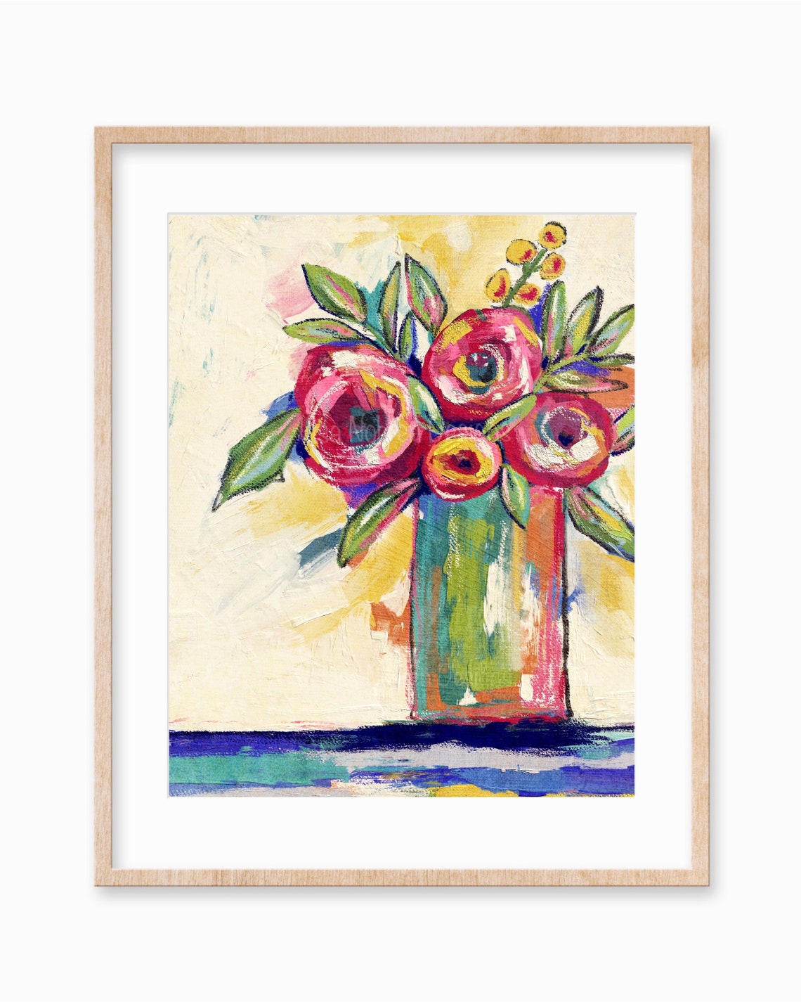 Colorful Abstract Impressionist Floral Vase Art Print