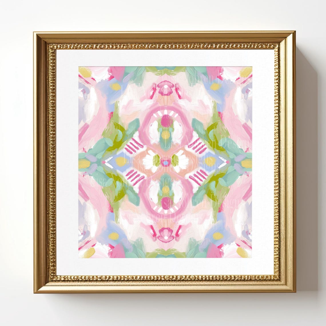 Pastel Kaleidoscope Abstract Square Floral Modern Art Poster
