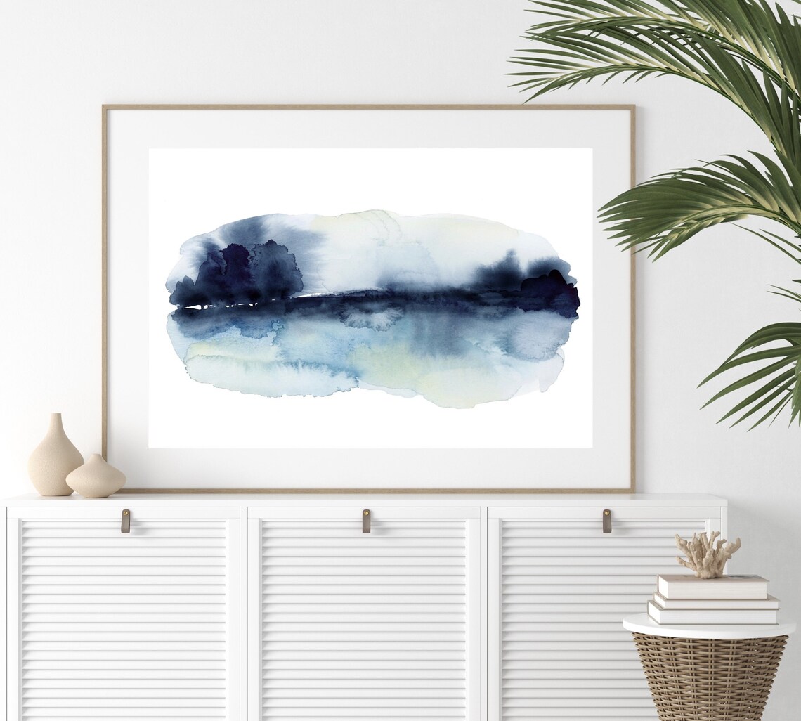Minimalist Watercolor Landscape, Modern Abstract Art Print