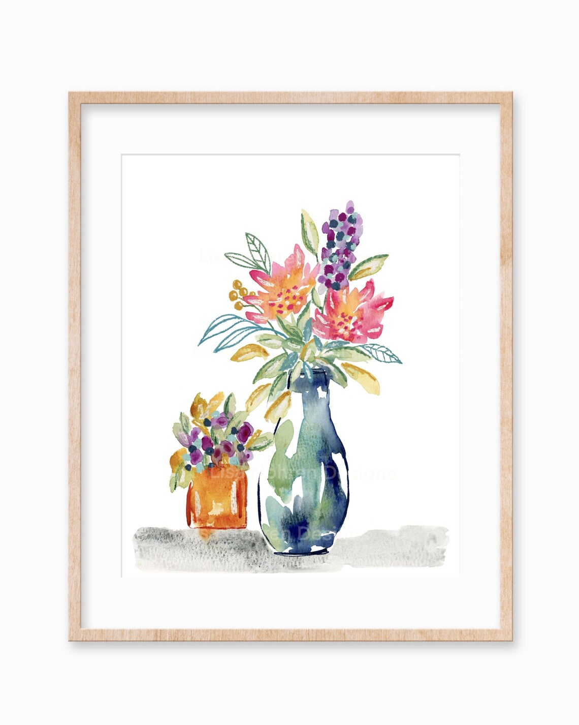 Watercolor Flowers Illustration, Modern Botanical Decor