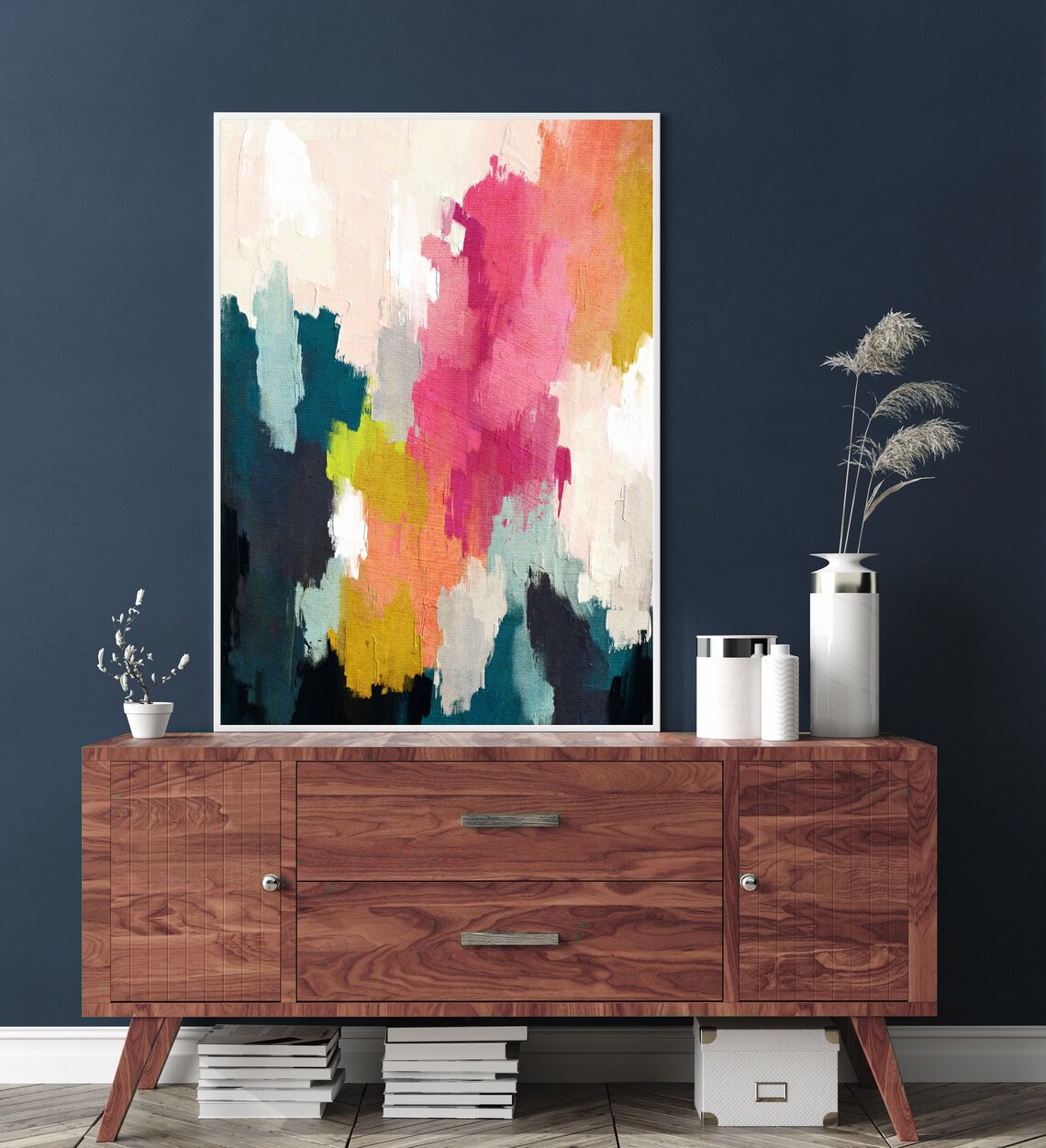 Vibrant Abstract Art Print, Modern Minimalist Painting