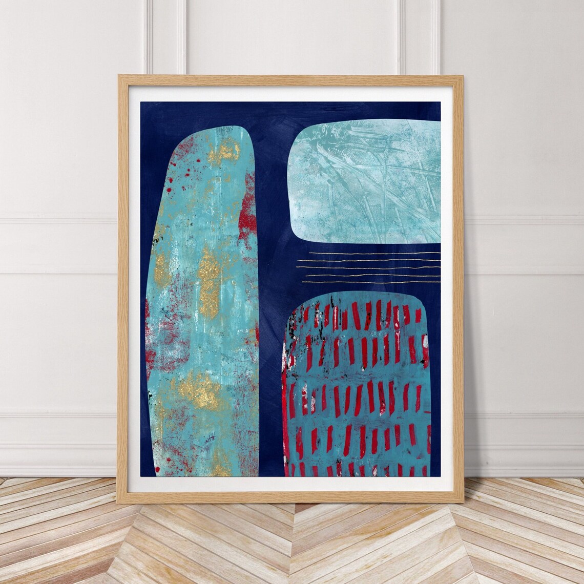 Geometric Abstract Paper Collage, Modern Art