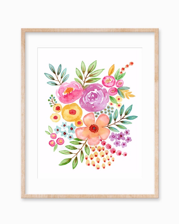 Watercolor Floral Abstract Flower Art, Nursery Decor