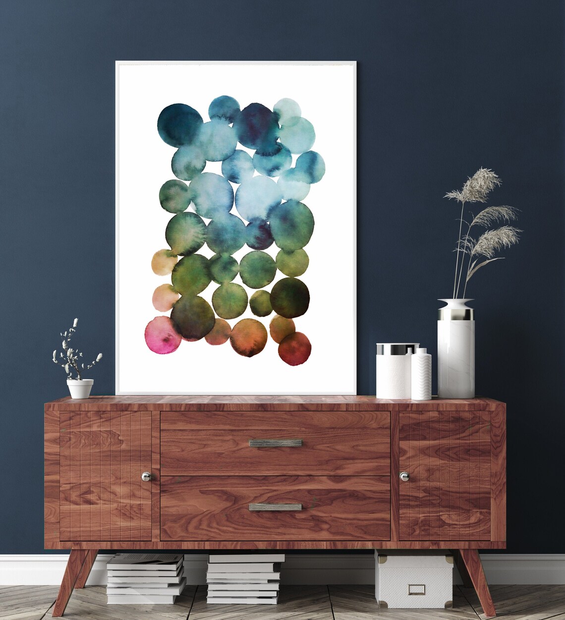 Modern Watercolor Abstract Geometric Circles Art Print