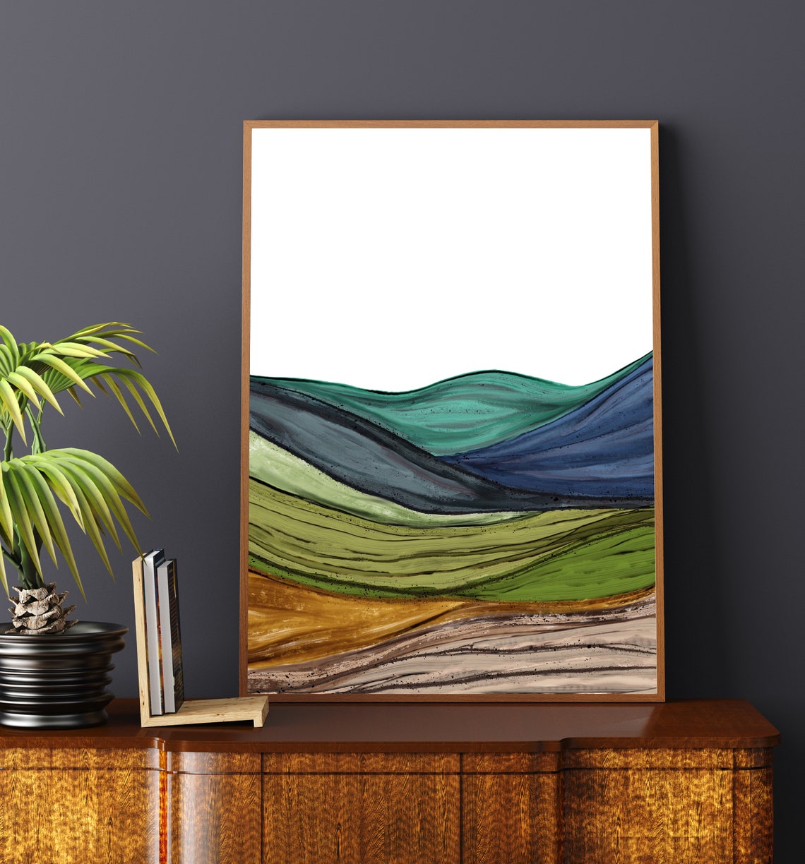 Abstract Landscape Art Painting, Contemporary Mountain