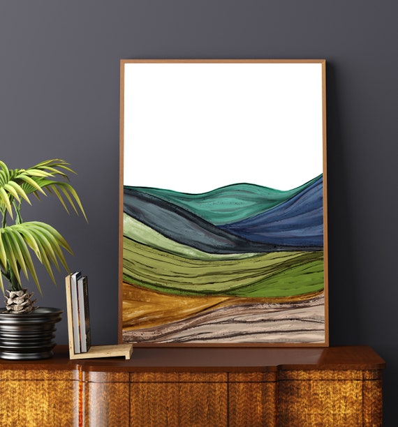 Abstract Landscape Art Painting, Contemporary Mountain
