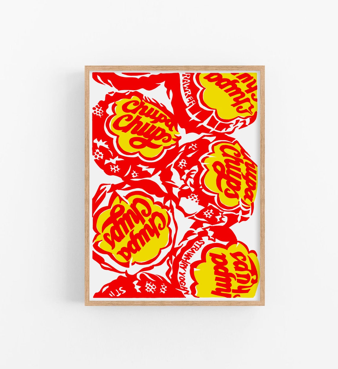 Lollipop Art Print Candy Wall Illustration Colorful Kitchen Artwork Cute Food Poster Red Yellow Pink Pop Fun