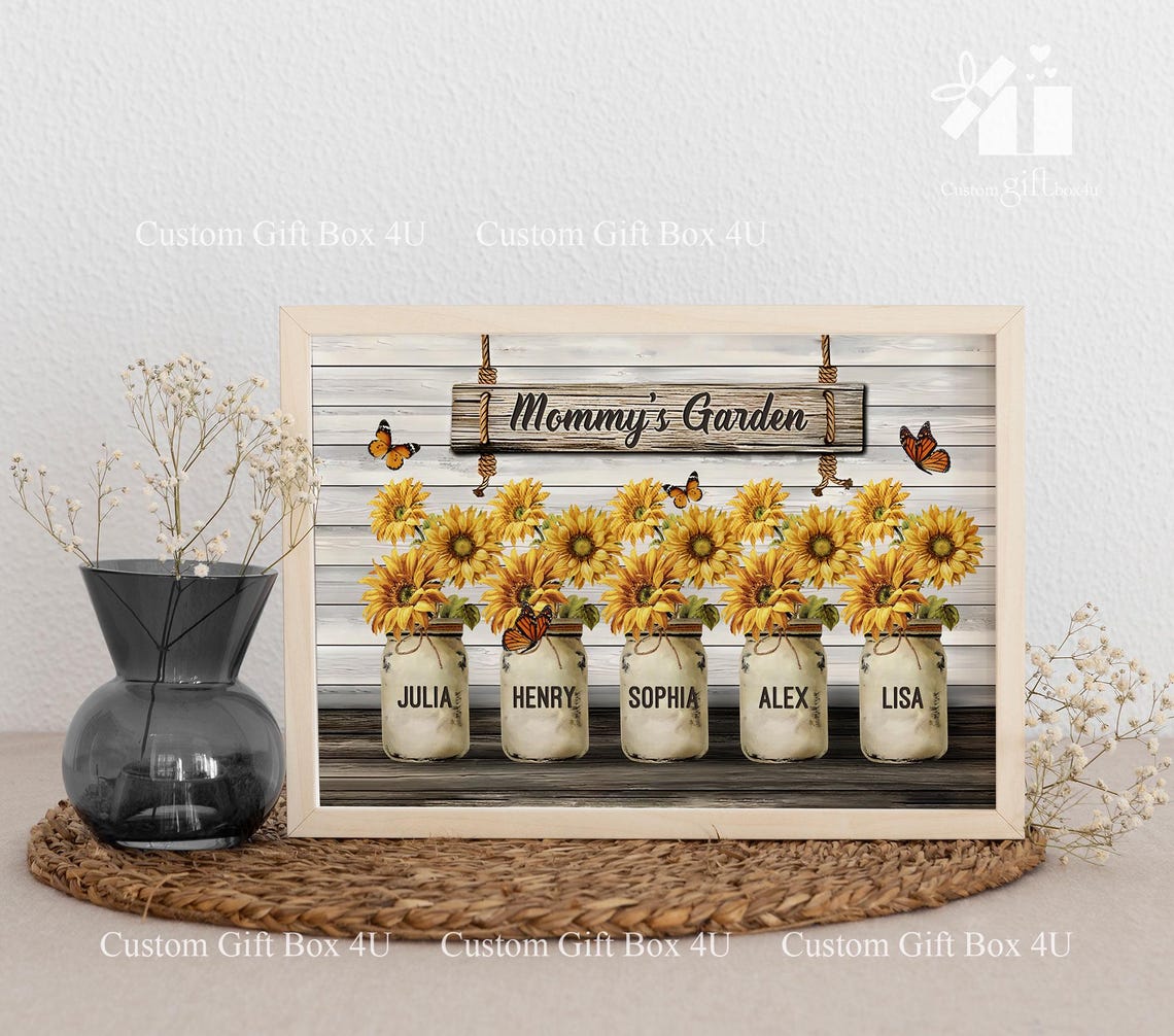 Mommy's Garden Sunflower Mason Jar Custom Grandkids Names Poster - Image 5