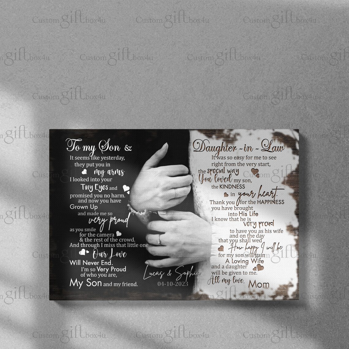 To My Son and Daughter-in-Law Wedding Gift Poem From Mom Wall Art - Image 2