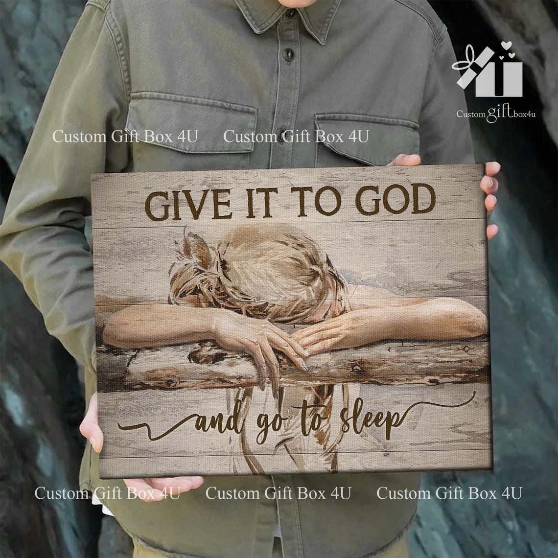 Give It To God And Go To Sleep Resting On Cross Whitewash Poster - Image 6