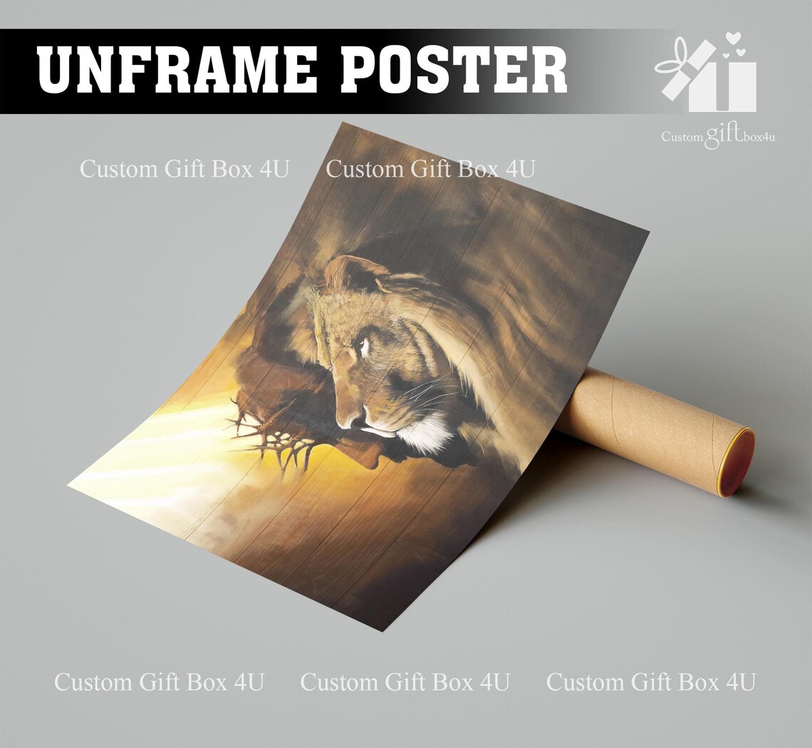 Lion Of Judah And Jesus Crown Of Thorns Profile Christian Poster - Image 2