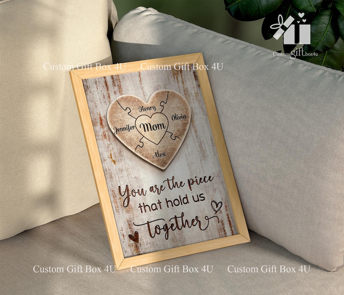 You Are The Piece That Holds Us Together Heart Puzzle Mom Poster - Image 6