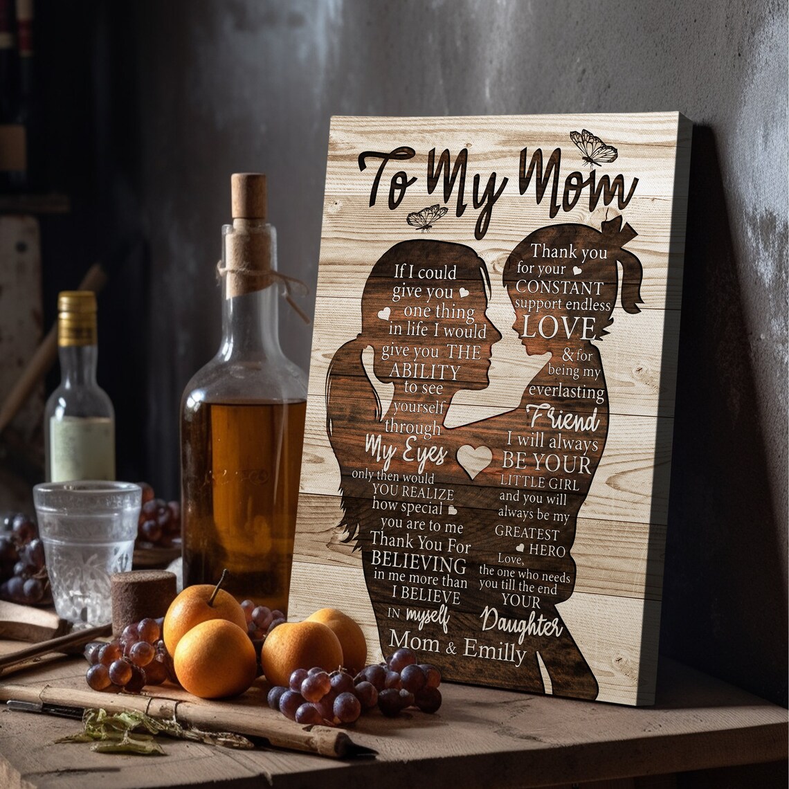 To My Mom From Daughter Mother and Child Silhouette Custom Name Poster - Image 3