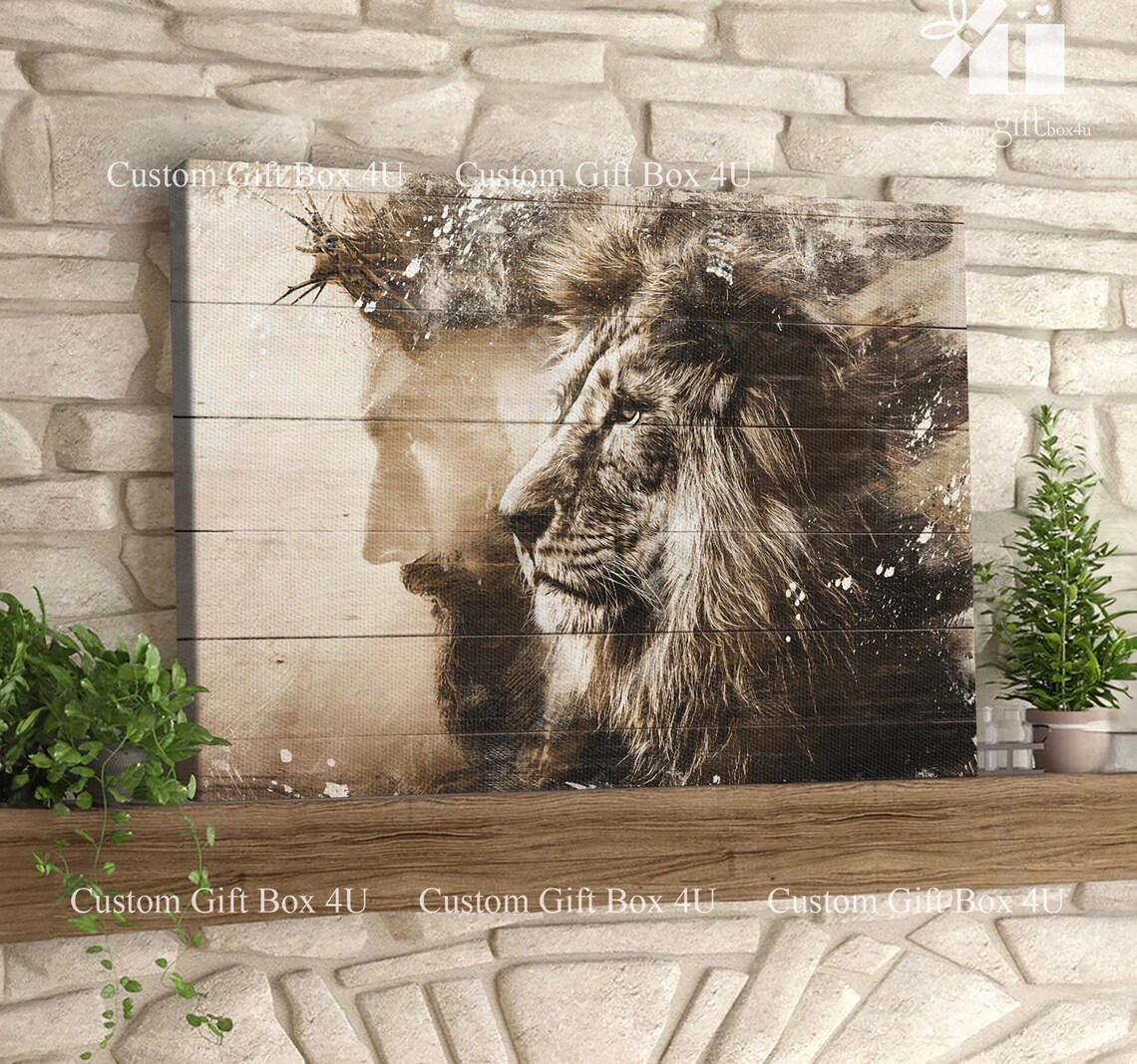 Lion Of Judah Double Exposure Jesus Whitewash Wood Faith Poster