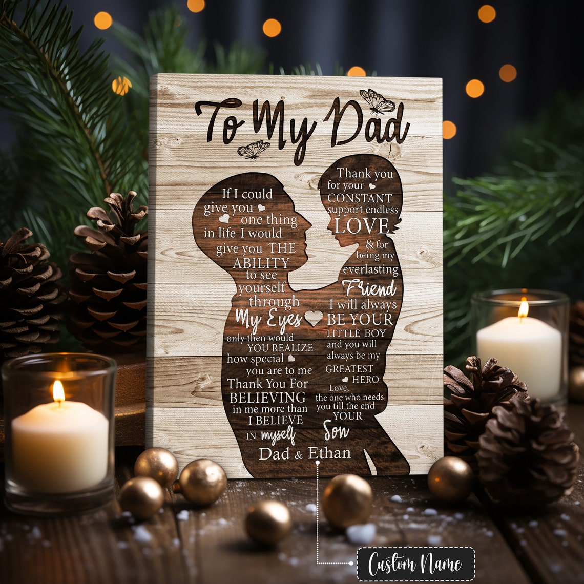 To My Dad Silhouette Tribute From Son Greatest Hero Custom Name Poster