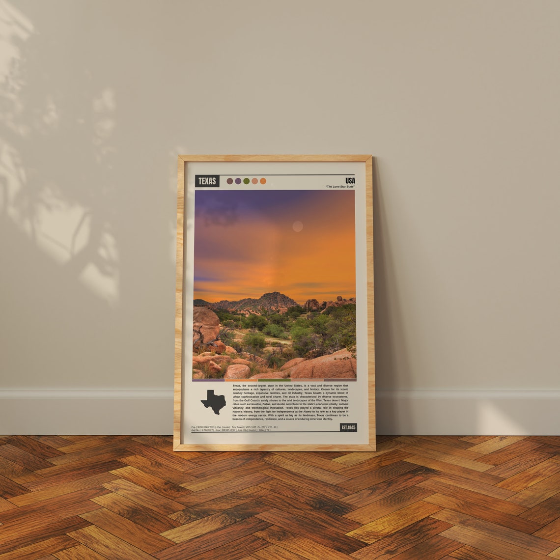 Texas Lone Star State Rocky Desert Sunset Boulders View Poster - Image 2