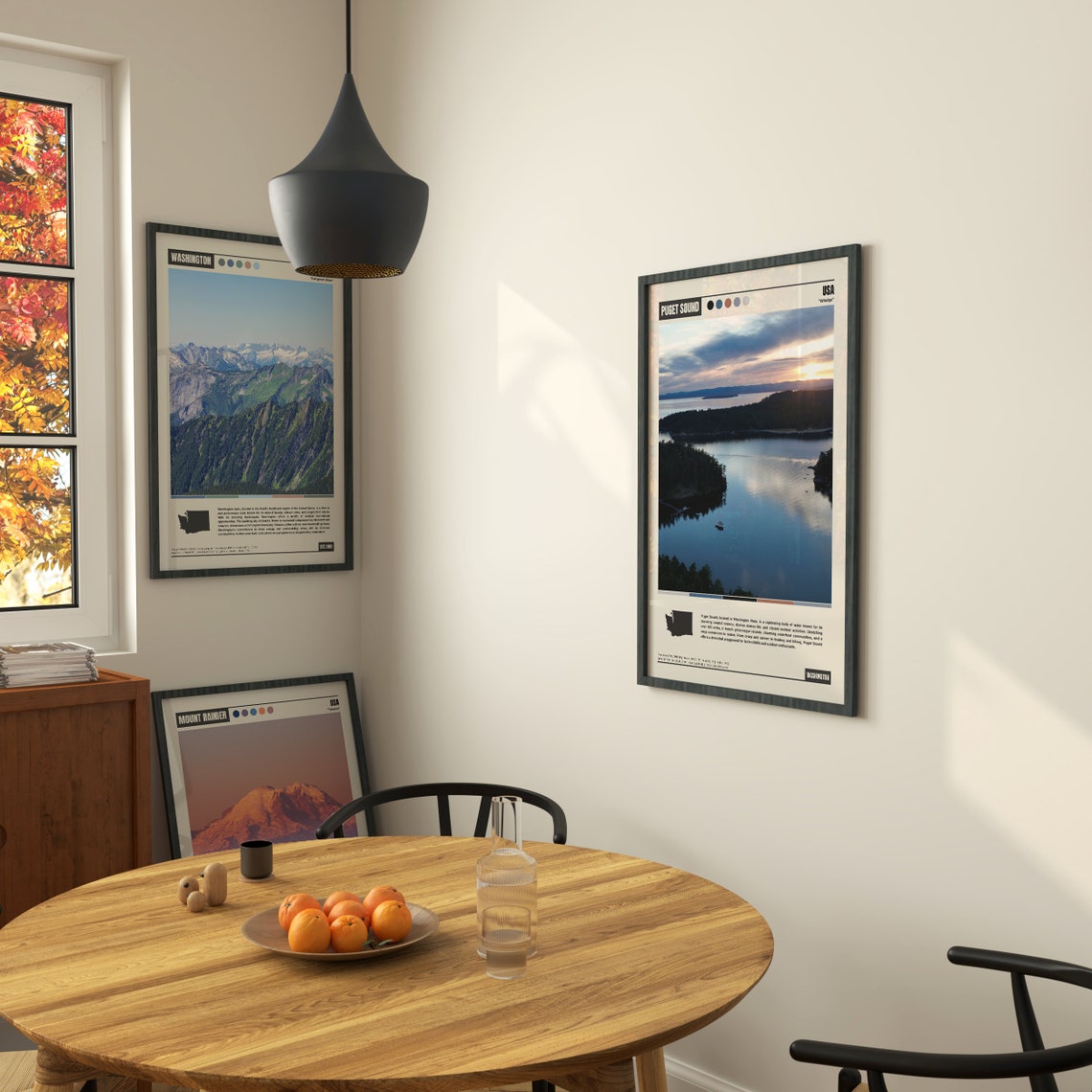 Puget Sound Washington Golden Sunset Aerial Water Landscape Poster - Image 4