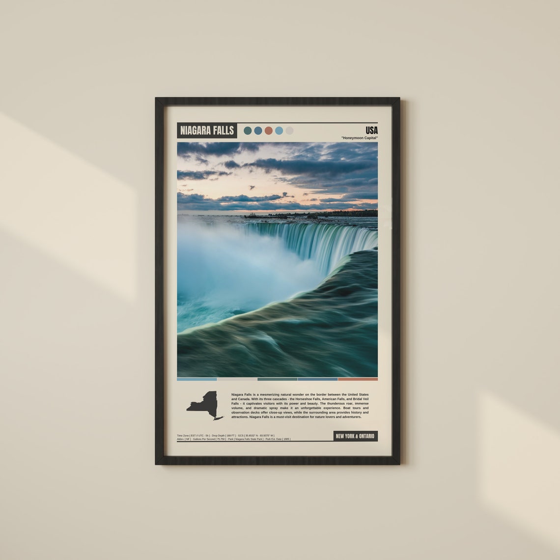 Niagara Falls Honeymoon Capital Horseshoe Falls Sunset Poster