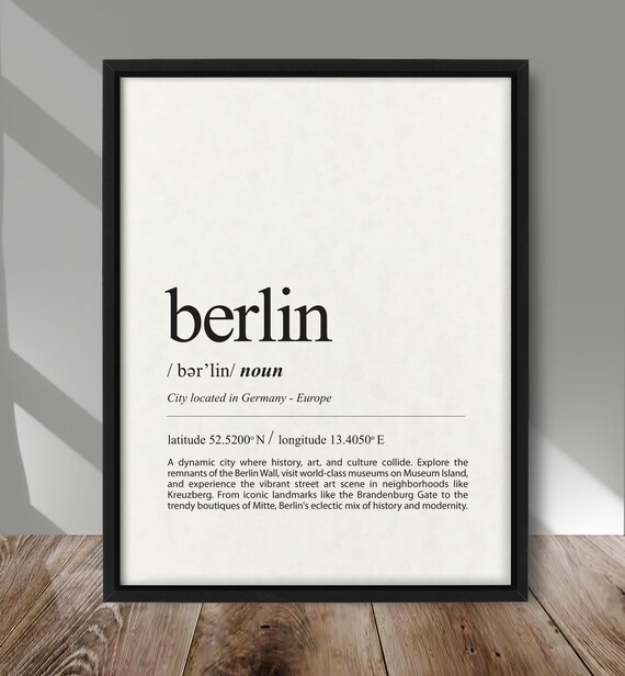 Berlin Definition Print City Poster European Typography Travel Decor