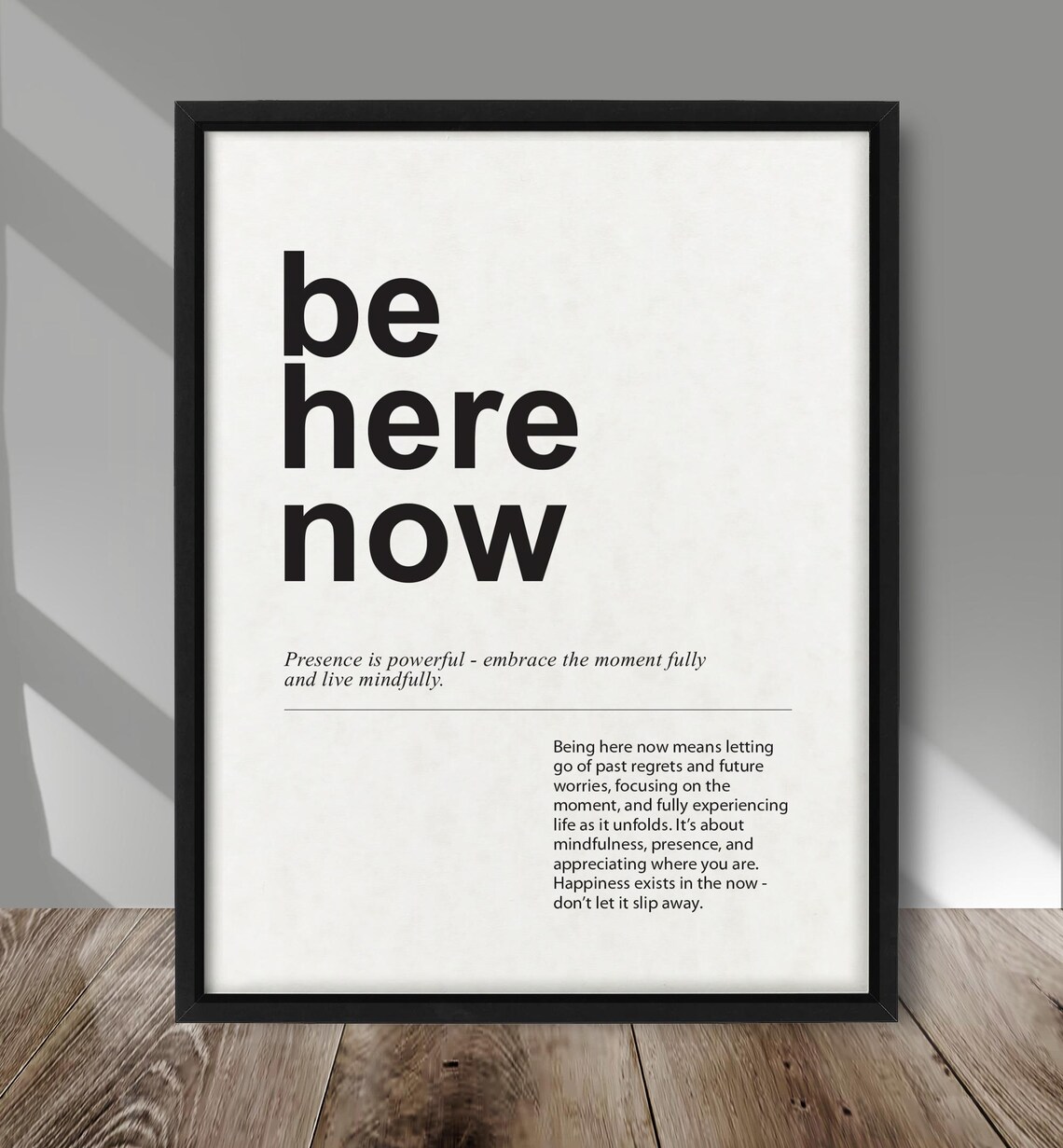 Be Here Now Quote, Minimalist Poster Print