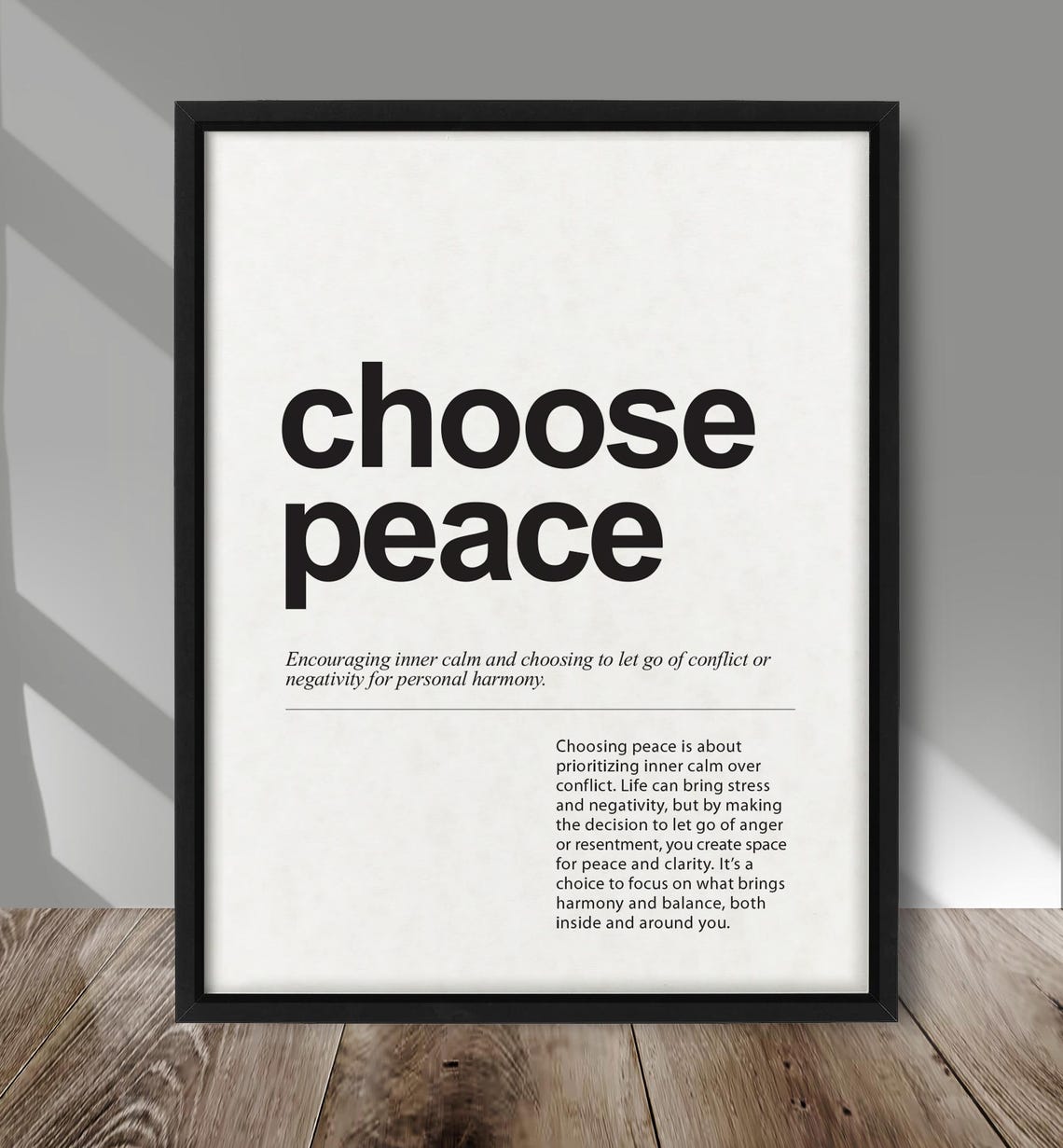 Choose Peace Minimalist Black Typography Inner Calm Quote Poster