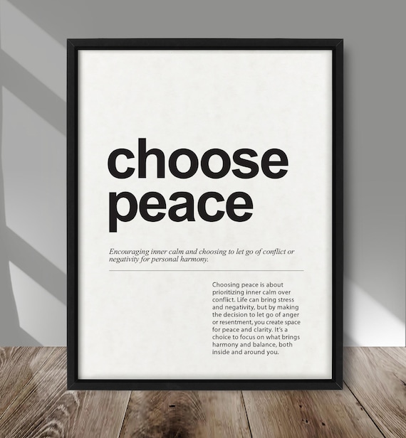 Choose Peace Minimalist Black Typography Inner Calm Quote Poster