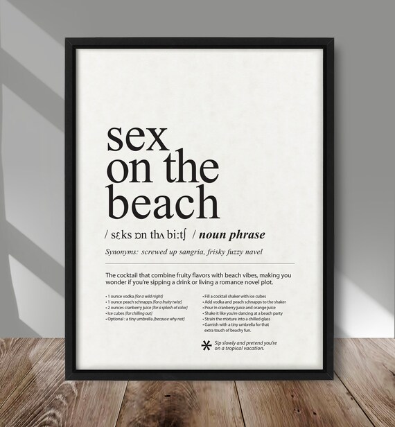 Sex On The Beach Definition Poster Cocktail Recipe Print Alcohol Drink Funny