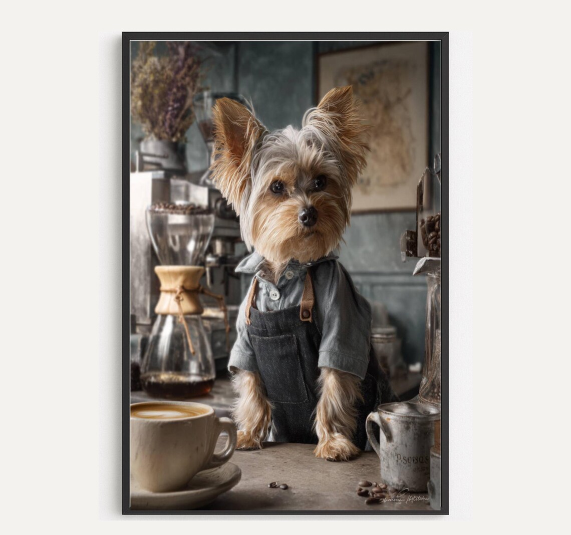 Dog Portrait Art Print, Adorable Nursery Yorkie