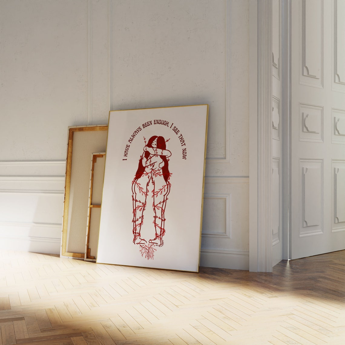 I Have Always Been Enough Self Love Burgundy Line Art Poster - Image 4