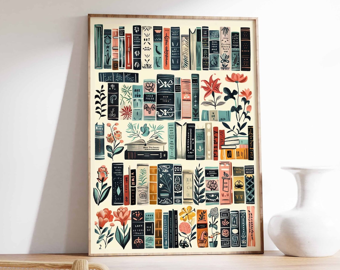 Vintage Library Poster, Retro Book Lovers Art