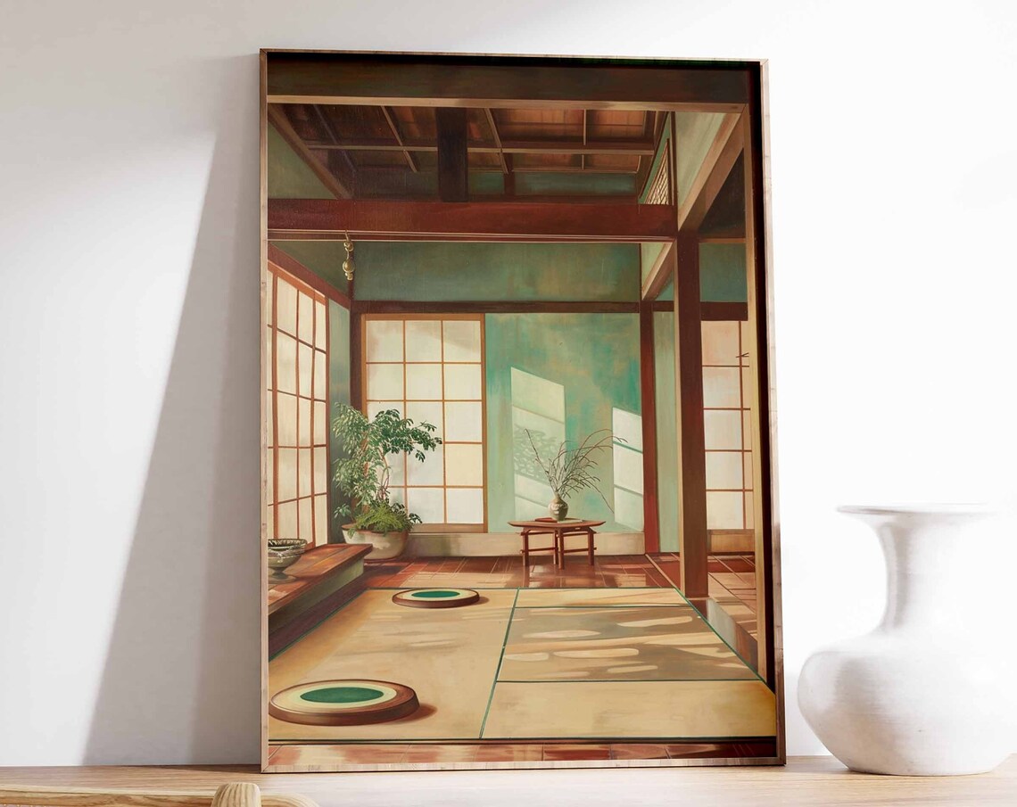 Traditional Japanese Tea House Tatami Interior Art Poster Collection