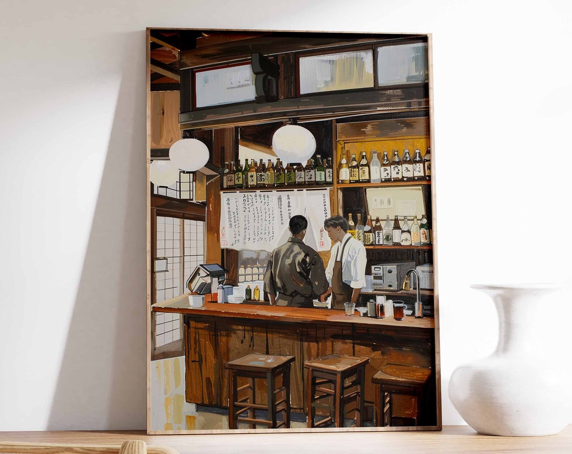Japanese Izakaya Bar Poster Tokyo Bar Art Japanese Poster Tokyo Print Cocktail Bar Poster Asian Bar Scene Poster Japanese Decor