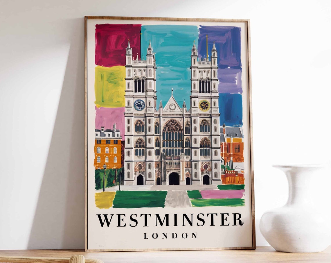 Westminster Poster London Print London Art London Poster London Travel Print William Morris Print Retro London Art