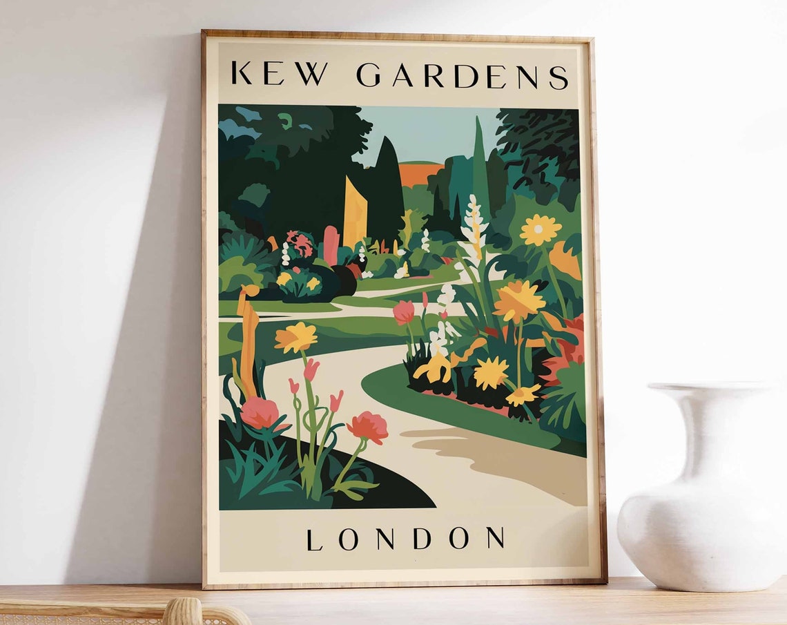 Kew Gardens Poster London Print London Art London Poster London Travel Print William Morris Print Retro London Art
