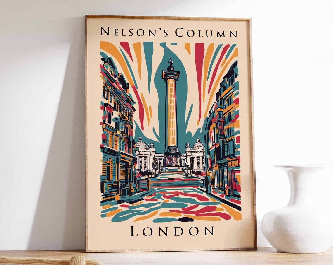 Nelsons Column Trafalgar Square Bold Color Street Art Poster