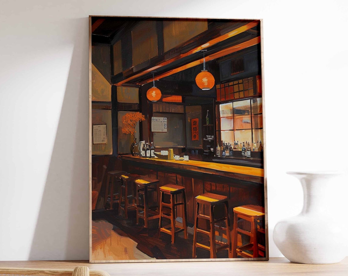 Japanese Izakaya Bar Poster Tokyo Bar Art Japanese Poster Tokyo Print Cocktail Bar Poster Asian Bar Scene Poster Japanese Decor