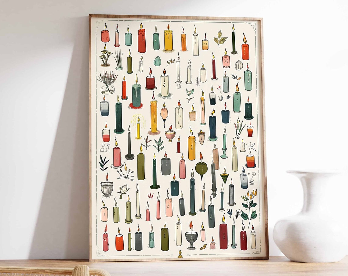 Fine Line Candle Collection Illustrated Botanical Home Poster Decor