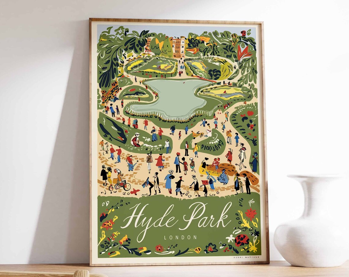 Henri Matisse Hyde Park London Busy Gardens Scene Art Vintage Poster