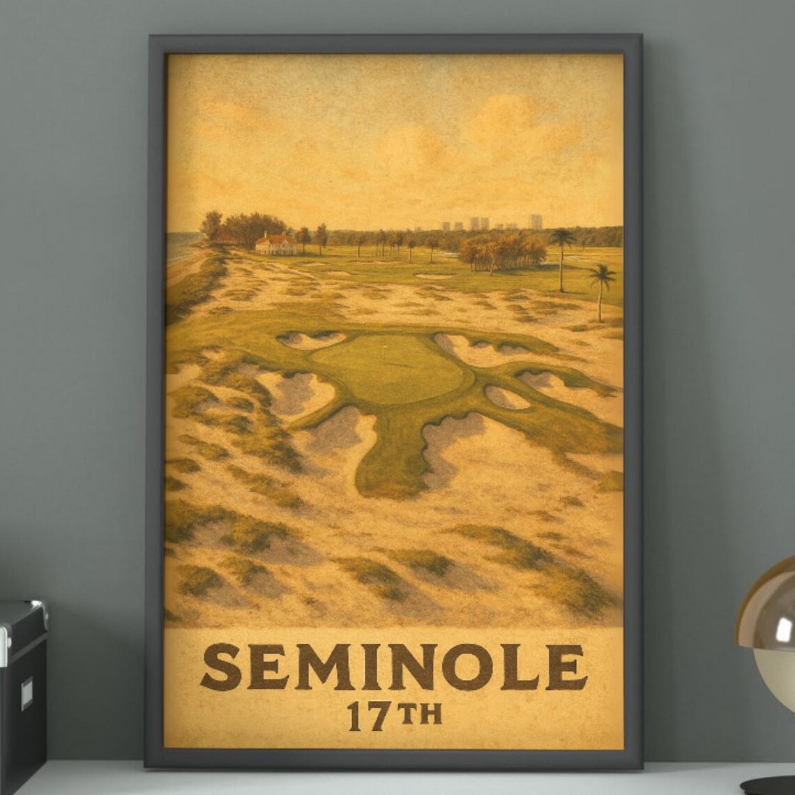 Seminole 17th Hole Sandy Links Vintage Golf Travel Poster Art