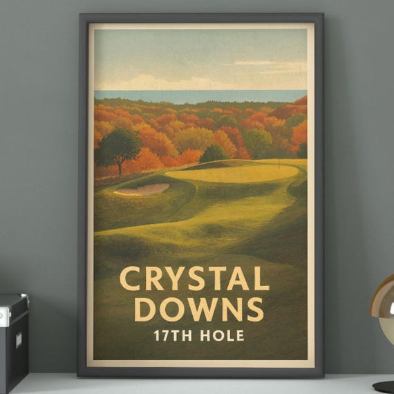 Crystal Downs 17th Hole Golf Poster Vintage Course Art Print