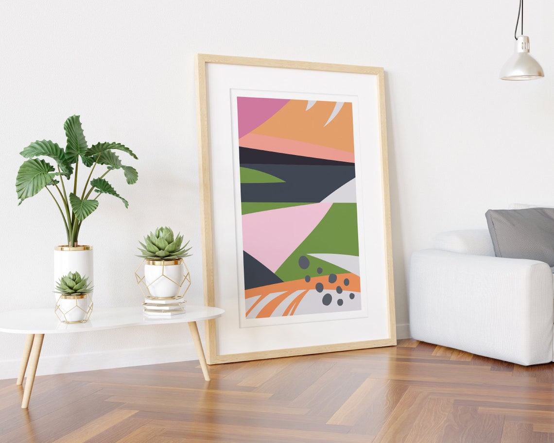 Colourful Abstract Minimalist Landscape Modern Fine Art Poster - Image 3