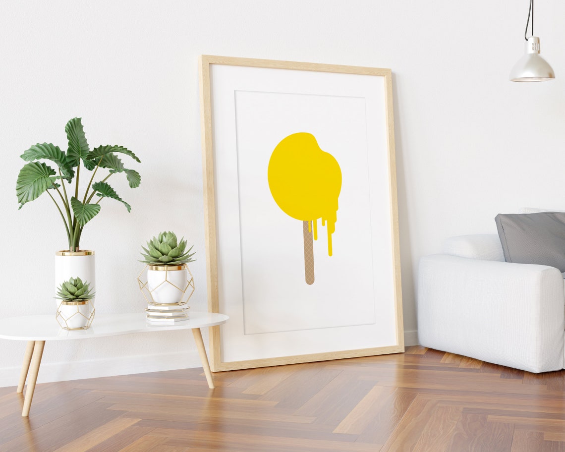 Melting Yellow Sun Popsicle Minimal Summer Illustration Art Poster - Image 3