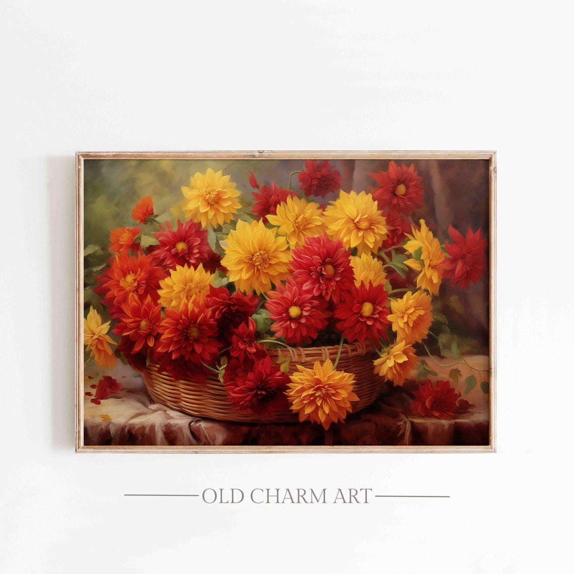 Fall Flowers Print Hrysanthemum Flowers Oil Painting Mums Flowers Still Life Wall Art Autumn Garden Art Poster Wa131