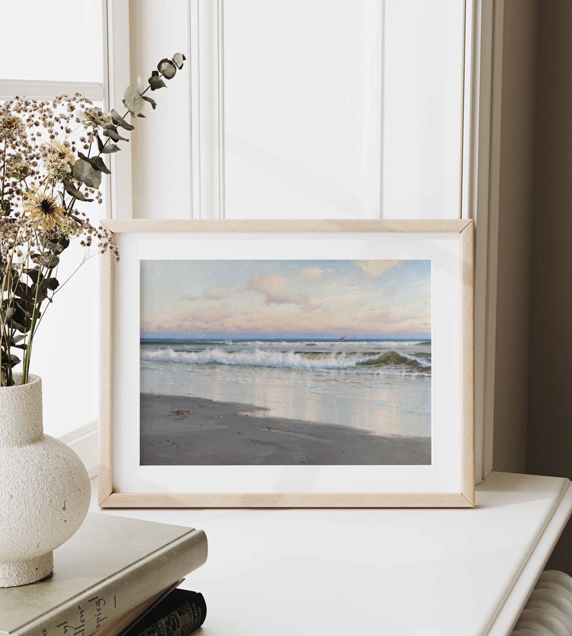 Seascape Print Vintage Sea Beach Oil Painting Coastal View Cottage Art Painting Country Landscape Wall Art Wa272 - Image 3