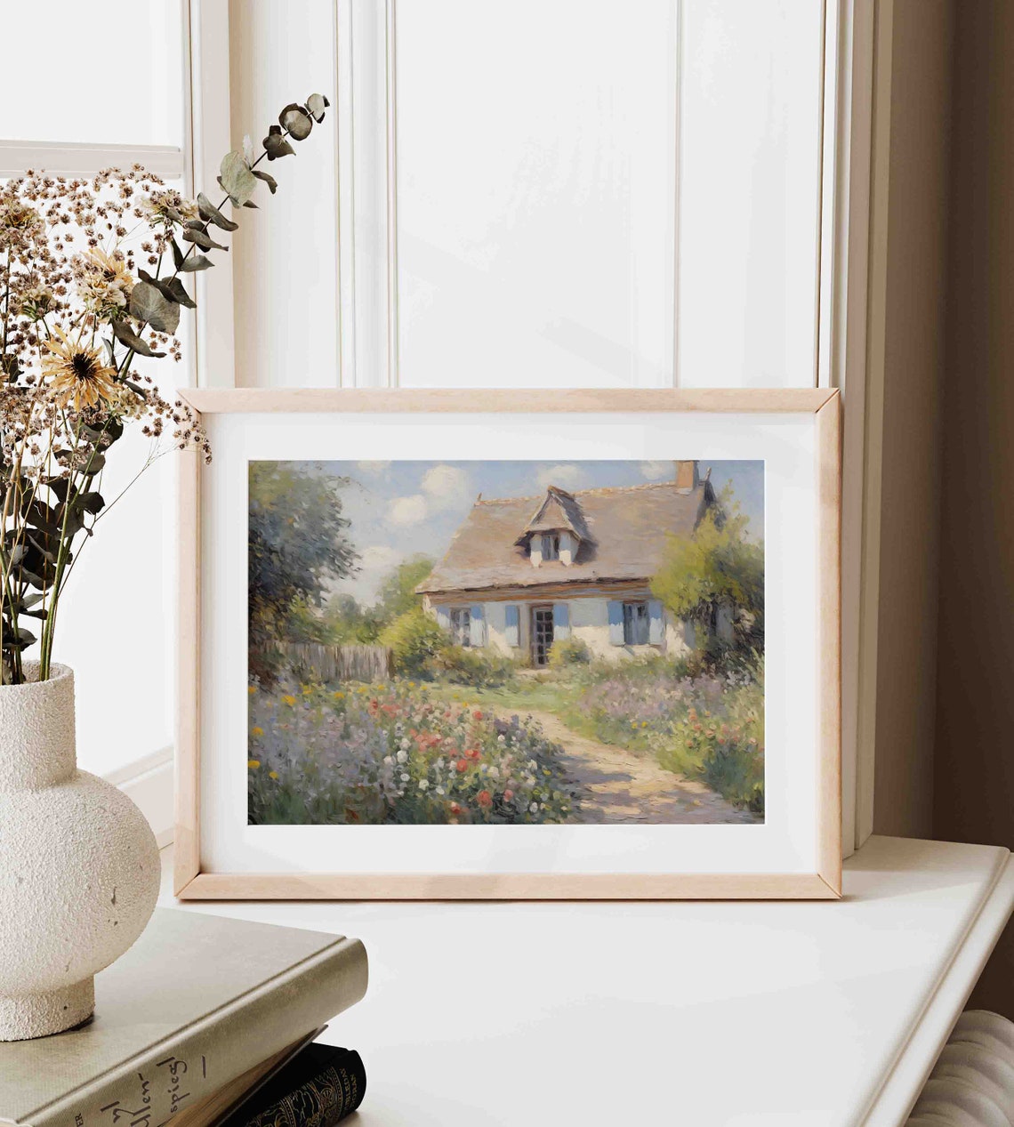 Thatched Roof Cottage Surrounded by a Wild Flower Garden Poster - Image 3
