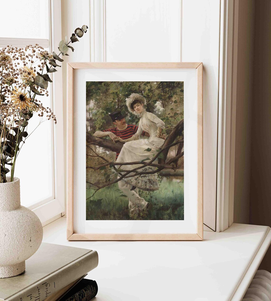 Romantic Couple in a Garden Vintage Edwardian Figurative Portrait Art Print - Image 4