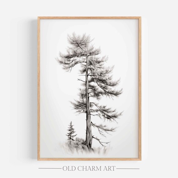 Rustic Tree Sketch Vintage Farmhouse Kitchen Art Print Cottagecore Wall Art Sk2