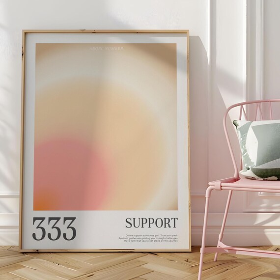 333 Angel Number Support Soft Pink Aura Gradient Affirmation Poster