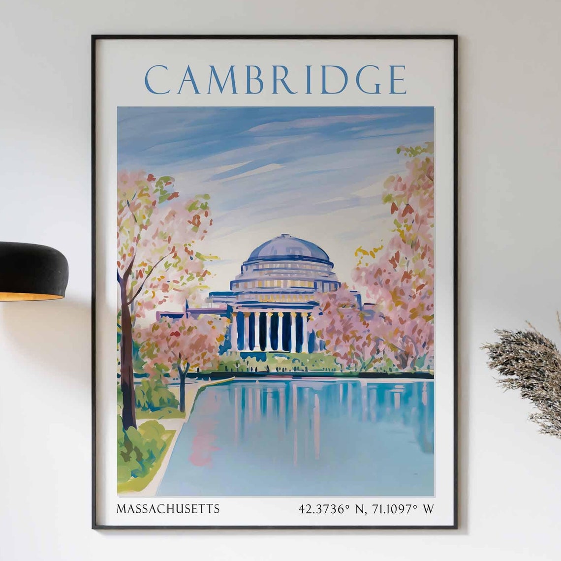 Cambridge Massachusetts Domed Hall with Reflecting Pool Poster